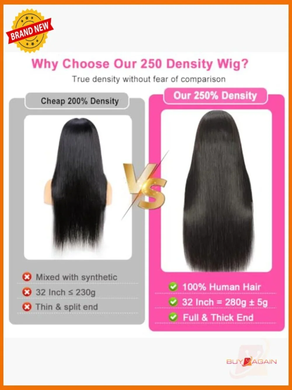 250Density 32Inch 100% Human Hair Lace Front Wig Straight HD Lace